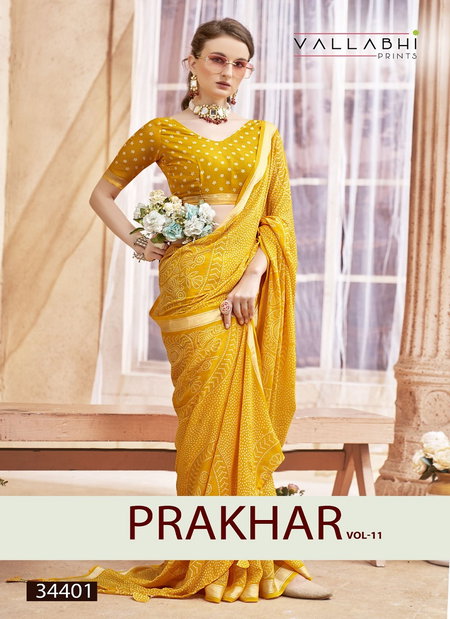 Prakhar Vol 11 By Vallabhi Moss Georgette Printed Saree Wholesale Shop In Surat
